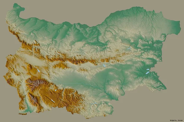 Forma Bulgaria Con Capital Aislado Sobre Fondo Color Sólido Mapa — Foto de Stock