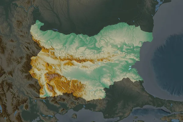 Forma Bulgaria Separada Por Desaturación Las Áreas Vecinas Mapa Topográfico —  Fotos de Stock