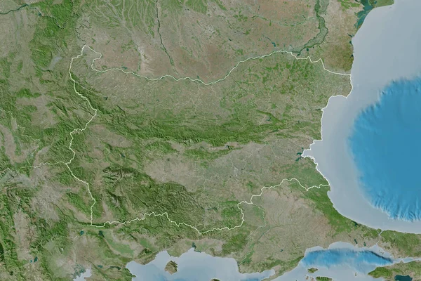Rozšířená Oblast Bulharska Obrysem Země Mezinárodními Regionálními Hranicemi Satelitní Snímky — Stock fotografie