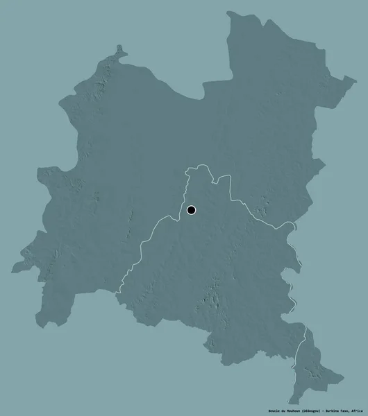 ブルキナファソ地方のブール ムーンの形で その首都はしっかりとした色背景に隔離されています 色の標高マップ 3Dレンダリング — ストック写真
