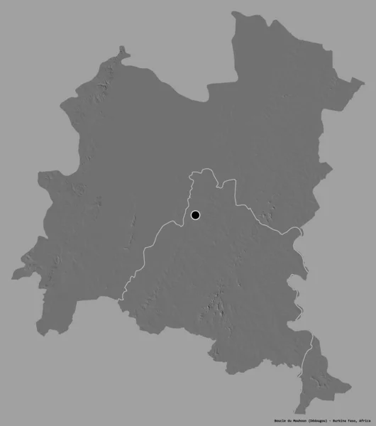 布吉纳法索的Mouhoun区Boucle Mouhoun的形状 其首都为单色背景 Bilevel高程图 3D渲染 — 图库照片