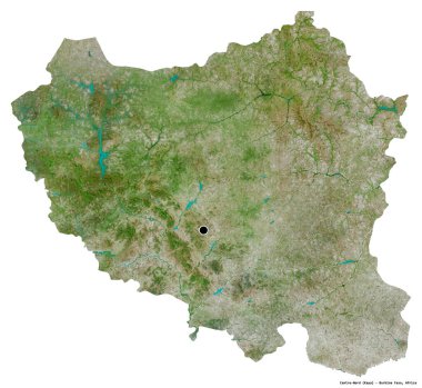 Merkez Nord 'un şekli, Burkina Faso bölgesi, başkenti beyaz arka planda izole edilmiş. Uydu görüntüleri. 3B görüntüleme