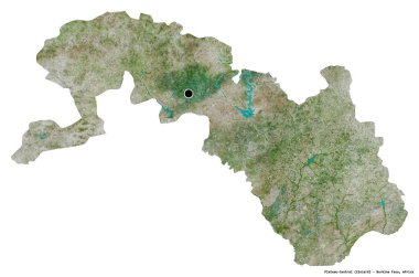 Başkenti beyaz arka planda izole edilmiş Burkina Faso bölgesi, Platonun merkezi şekli. Uydu görüntüleri. 3B görüntüleme