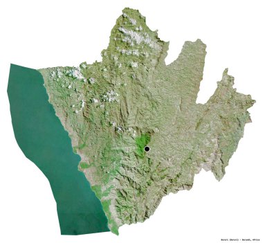 Bururi 'nin Burundi ili, başkenti beyaz arka planda izole edilmiştir. Uydu görüntüleri. 3B görüntüleme