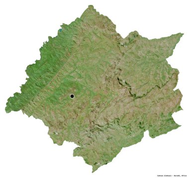 Başkenti beyaz arka planda izole edilmiş olan Burundi ili, Cankuzo 'nun şekli. Uydu görüntüleri. 3B görüntüleme