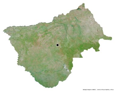 Orta Afrika Cumhuriyeti 'nin başkenti Bamingui-Bangoran' ın beyaz arka planda izole edilmiş hali. Uydu görüntüleri. 3B görüntüleme