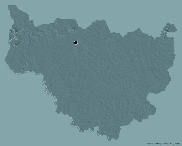 布吉纳法索地区的级联形状 其首都以纯色背景隔离 彩色高程图 3D渲染 — 图库照片
