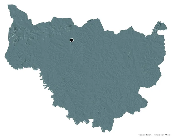 부르키나파소 지역의 카스카 형상과 수도는 배경에 고립되어 있었다 지형도 렌더링 — 스톡 사진