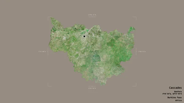 Obszar Cascades Region Burkina Faso Odizolowany Solidnym Tle Georeferencyjnej Skrzynce — Zdjęcie stockowe