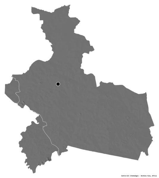 白を背景に首都を孤立させ ブルキナファソの地域である中東の形 標高マップ 3Dレンダリング — ストック写真
