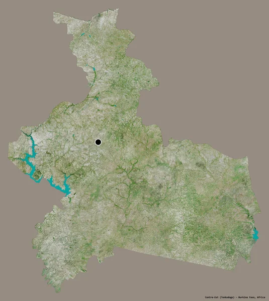 ブルキナファソの中央 東の形は その首都がしっかりとした色の背景に隔離されています 衛星画像 3Dレンダリング — ストック写真
