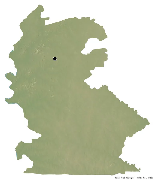 白を背景に首都を孤立させたブルキナファソの中心部 外の形 地形図 3Dレンダリング — ストック写真