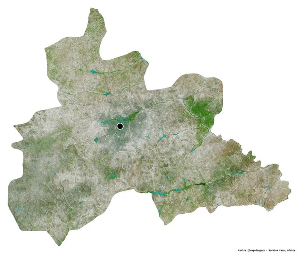 ブルキナファソの中央部の形で その首都は白い背景に隔離されています 衛星画像 3Dレンダリング — ストック写真