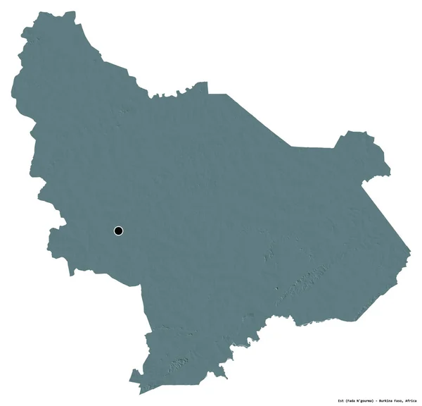 布吉纳法索东部地区的形状 首都被白色背景隔离 彩色高程图 3D渲染 — 图库照片