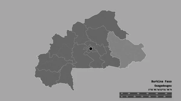 以首都 主要区域分部和分离的东部地区为首都的布基纳法索的经济形势严峻 Bilevel高程图 3D渲染 — 图库照片