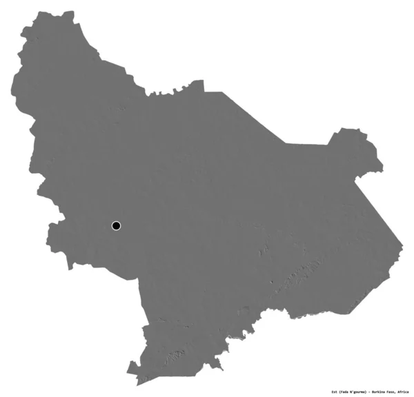 布吉纳法索东部地区的形状 首都被白色背景隔离 Bilevel高程图 3D渲染 — 图库照片