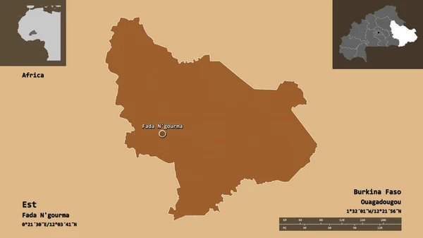 Форма Восток Регион Буркина Фасо Столица Шкала Расстояний Предварительные Просмотры — стоковое фото