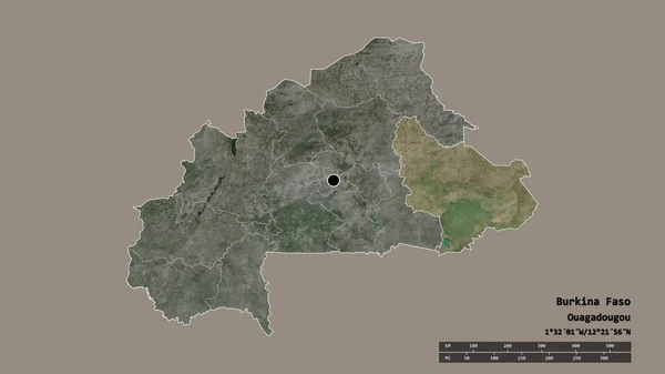 Forme Désaturée Burkina Faso Avec Capitale Principale Division Régionale Zone — Photo