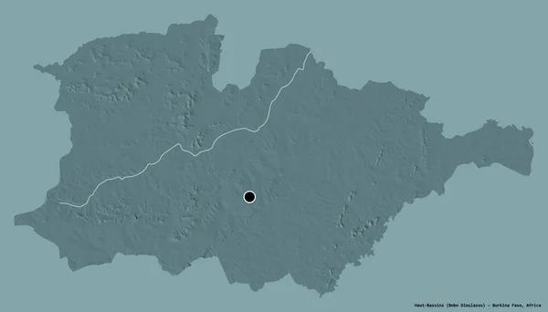 布吉纳法索地区的上巴萨因的形状 其首都以坚实的色彩背景隔离 彩色高程图 3D渲染 — 图库照片