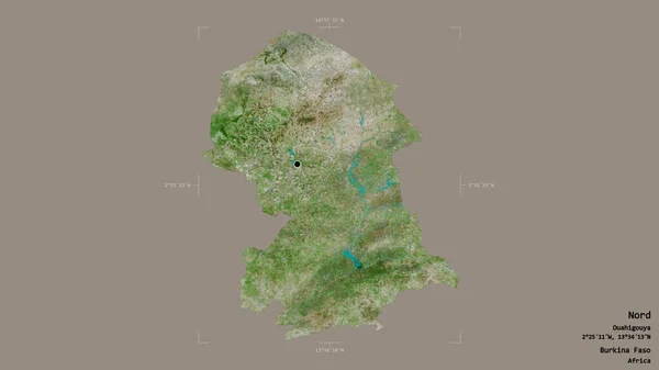 布基纳法索北部地区 在一个地理参考方块中 在坚实的背景下被隔离 卫星图像 3D渲染 — 图库照片