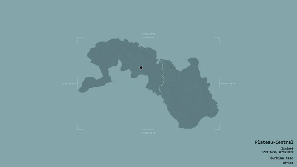 布吉纳法索中部高原地区 以坚实的背景隔离在一个地理参考方块中 彩色高程图 3D渲染 — 图库照片