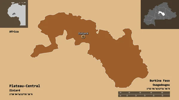 Form Plateau Central Regionen Burkina Faso Och Dess Huvudstad Avståndsskala — Stockfoto