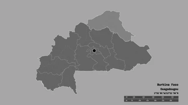 Desaturated Shape Burkina Faso Its Capital Main Regional Division Separated — Stock Photo, Image