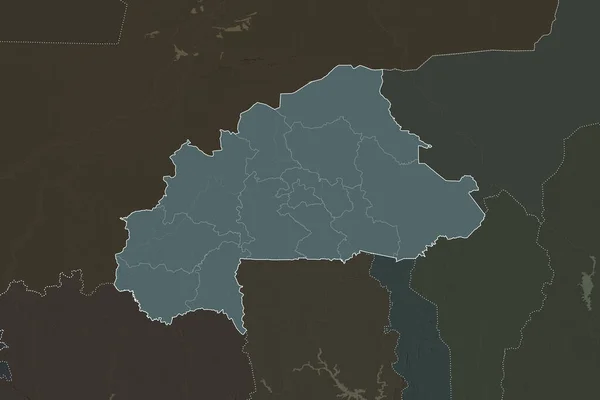 Shape Burkina Faso Separated Desaturation Neighboring Areas Borders Colored Elevation — Stock Photo, Image