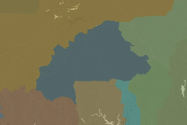 Área Extendida Burkina Faso Mapa Elevación Color Renderizado — Foto de Stock