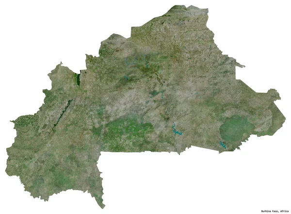 Form Burkina Faso Med Dess Huvudstad Isolerad Vit Bakgrund Satellitbilder — Stockfoto