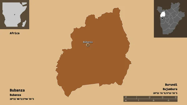 Forma Bubanza Provincia Del Burundi Suo Capoluogo Scala Distanza Anteprime — Foto Stock