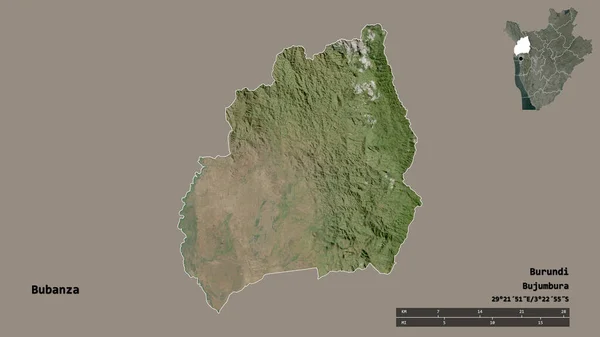 ブバンザの形 ブルンジの州 その首都はしっかりとした背景に隔離されています 距離スケール リージョンプレビュー およびラベル 衛星画像 3Dレンダリング — ストック写真