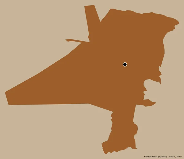 布隆迪省布琼布拉市的形状 其首都以纯色背景隔离 图形纹理的组成 3D渲染 — 图库照片