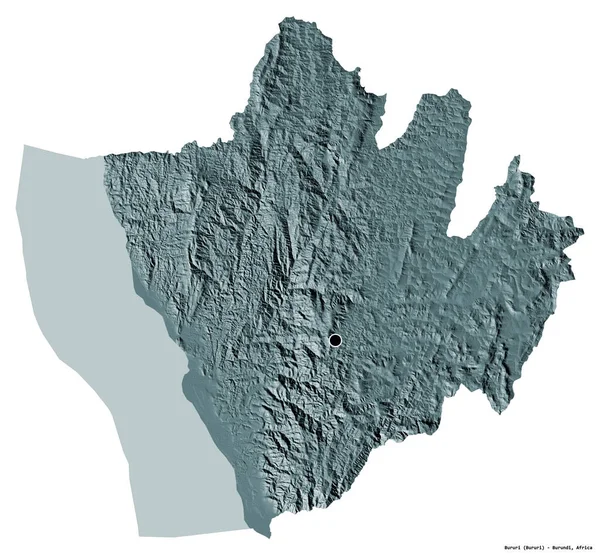 Gestalt Von Bururi Provinz Burundi Mit Seiner Hauptstadt Isoliert Auf — Stockfoto