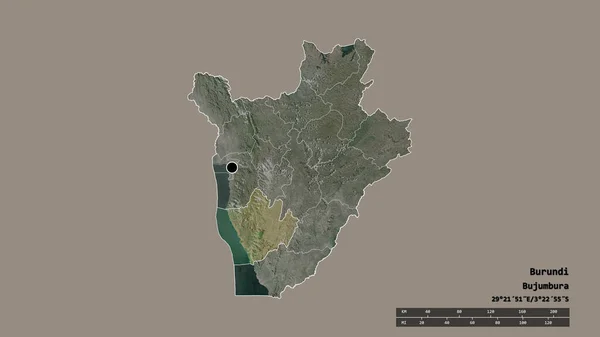 수도인 부룬디의 형태와 구분과 부우리 지역이 있었다 라벨이요 렌더링 — 스톡 사진
