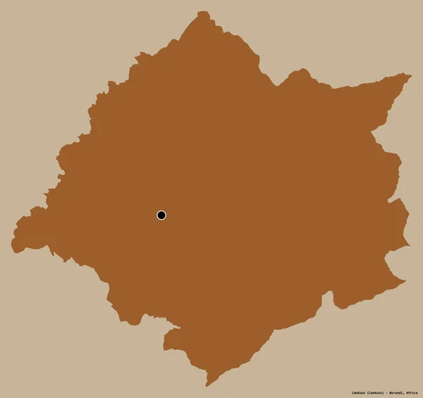 ブルンジ共和国のカンクゾ県の形で その首都はしっかりとした色の背景に隔離されています パターン化されたテクスチャの構成 3Dレンダリング — ストック写真