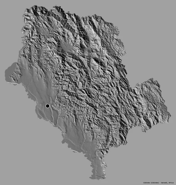 都市の形 ブルンジの州 その首都と固体色の背景に隔離されました 標高マップ 3Dレンダリング — ストック写真