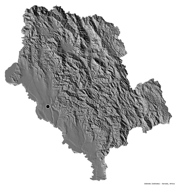 Форма Чибитоке Провинция Бурунди Столицей Изолированной Белом Фоне Карта Рельефа — стоковое фото