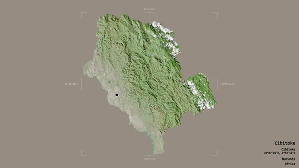 ブルンジの州シビトケの地域は 洗練された境界ボックスにしっかりとした背景に隔離されています ラベル 衛星画像 3Dレンダリング — ストック写真