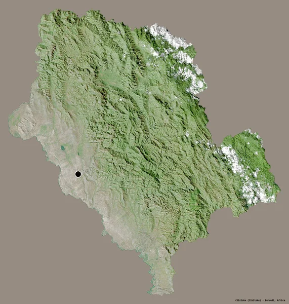 布隆迪锡比托克省的形状 其首都以纯色背景隔离 卫星图像 3D渲染 — 图库照片