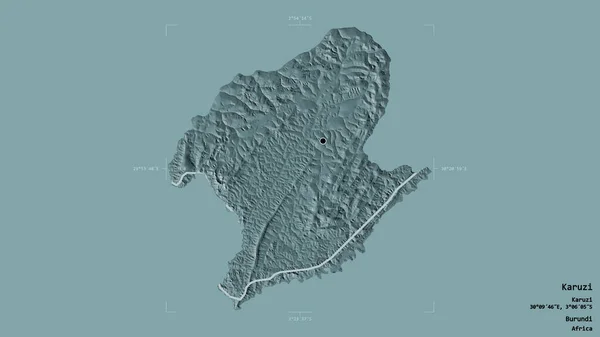 Area Karuzi Province Burundi Isolated Solid Background Georeferenced Bounding Box — Stock Photo, Image