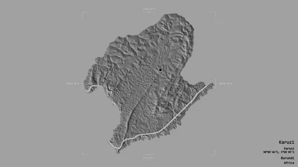 布隆迪卡鲁齐省的一个地区 在一个地理参照框的坚实背景下被孤立起来 Bilevel高程图 3D渲染 — 图库照片