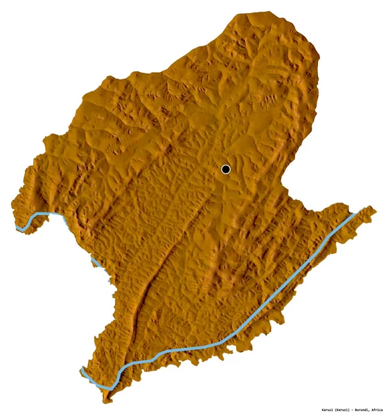 Форма Карузі Провінції Бурунді Столицею Ізольованою Білому Тлі Карта Рельєфу — стокове фото