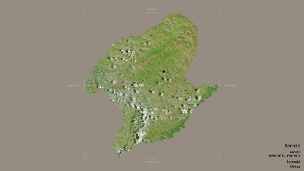 布隆迪卡鲁齐省的一个地区 在一个地理参照框的坚实背景下被孤立起来 卫星图像 3D渲染 — 图库照片