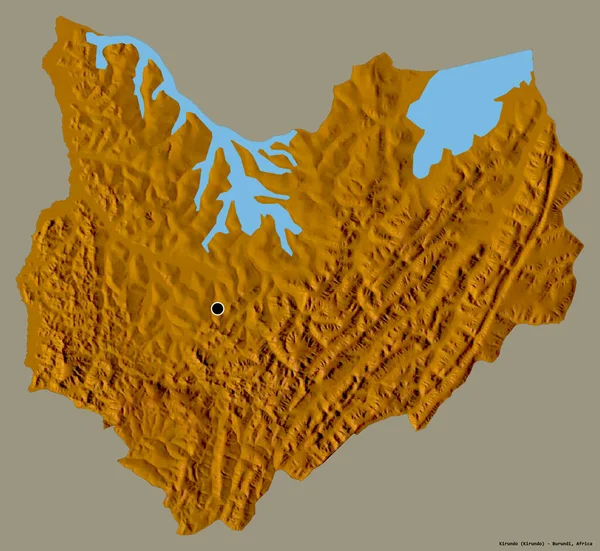 ブルンジ県のキルアンドゥ県の形で その首都はしっかりとした色の背景に隔離されています 地形図 3Dレンダリング — ストック写真