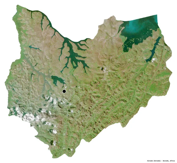 Form Kirundo Provinsen Burundi Med Huvudstaden Isolerad Vit Bakgrund Satellitbilder — Stockfoto