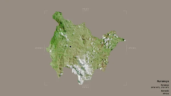 布隆迪省Muramvya的一个地区 在一个地理参照框的坚实背景下被隔离 卫星图像 3D渲染 — 图库照片