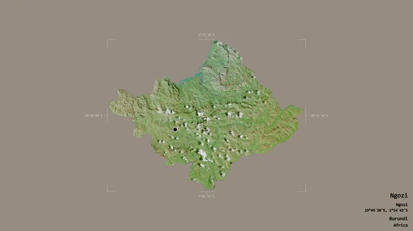 布隆迪省恩戈齐地区 在一个地理参照框的坚实背景下被隔离 卫星图像 3D渲染 — 图库照片