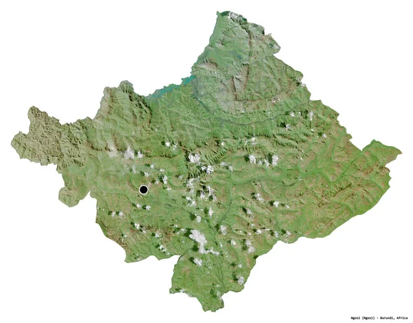 Kształt Ngozi Prowincja Burundi Stolicą Odizolowaną Białym Tle Zdjęcia Satelitarne — Zdjęcie stockowe
