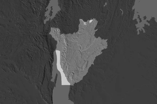 Forma Burundi Separada Por Desaturación Las Zonas Vecinas Mapa Elevación — Foto de Stock